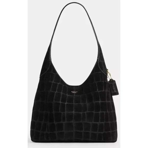 BEAUTIUL COACH Black Croc-Embossed Suede and leather Brooklyn 28 MSRP 395.00 - Picture 9 of 9